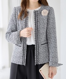 alotta（アロッタ）の「フリンジ使いツイードノーカラージャケット（ノーカラージャケット）」