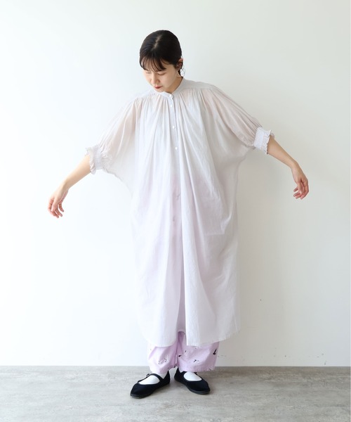 yuni(ユニ )の「100/1Cotton/Cupra gather sleeves ワンピース(ワンピース・レディース・ブラック/グレー/ブルー・FREE)」の1枚目の写真