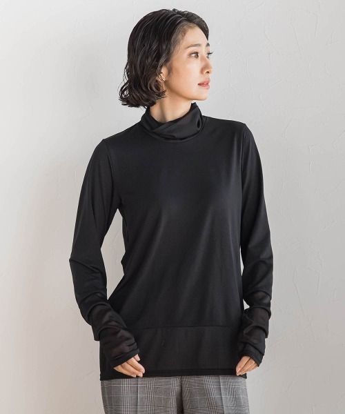 la.f…(ラエフ)の「シアー切り替えカットソー(Tシャツ/カットソー・レディース・ブラック/ホワイト/ベージュ・9号/11号/7号)」の2枚目の写真