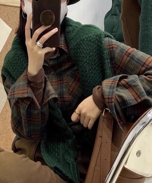 FUNdaysion（ファンデイション）の「チェックシャツ（シャツ/ブラウス・レディース・ブラウン/グリーン・M）」の9枚目の写真