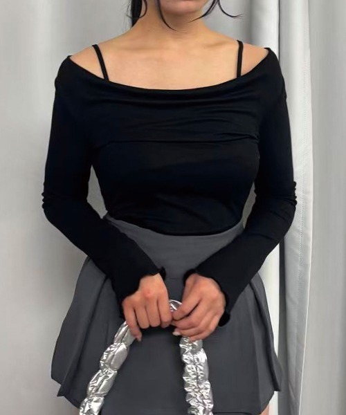 Lots of Love（ロッツオブラブ）の「【2026SS】オフショルリブトップス（Tシャツ/カットソー・レディース・ブラック/ベージュ/ピンク・M）」の17枚目の写真