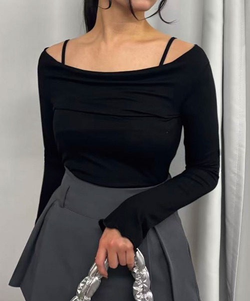 Lots of Love（ロッツオブラブ）の「【2026SS】オフショルリブトップス（Tシャツ/カットソー・レディース・ブラック/ベージュ/ピンク・M）」の15枚目の写真