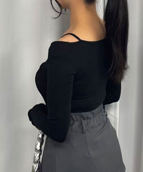 Lots of Love（ロッツオブラブ）の「【2026SS】オフショルリブトップス（Tシャツ/カットソー・レディース・ブラック/ベージュ/ピンク・M）」の13枚目の写真