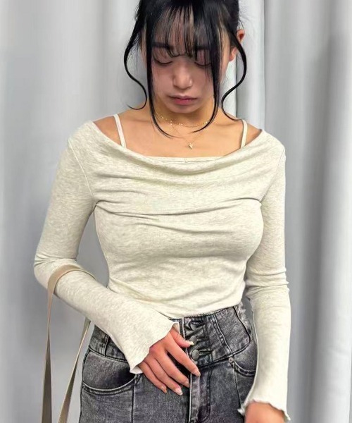 Lots of Love（ロッツオブラブ）の「【2026SS】オフショルリブトップス（Tシャツ/カットソー・レディース・ブラック/ベージュ/ピンク・M）」の11枚目の写真