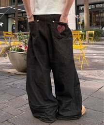 ADAMASTE(�A�_�}�X�g)��Skeleton Heart Logo Buggy Rigid  Denim Pants - �X�P���g���n�[�g���S�o�M�[���W�b�g�f�j���p���c(�f�j���p���c)
