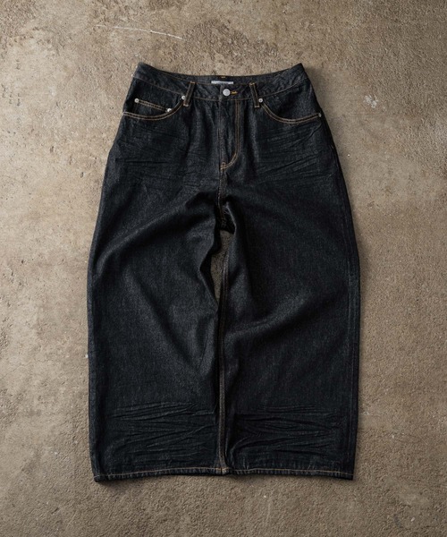 ADAMASTE（アダマスト）の「Skeleton Heart Logo Buggy Rigid  Denim Pants - スケルトンハートロゴバギーリジットデニムパンツ（デニムパンツ・メンズ・ブラック/インディゴブルー・MEDIUM/LARGE）」の19枚目の写真