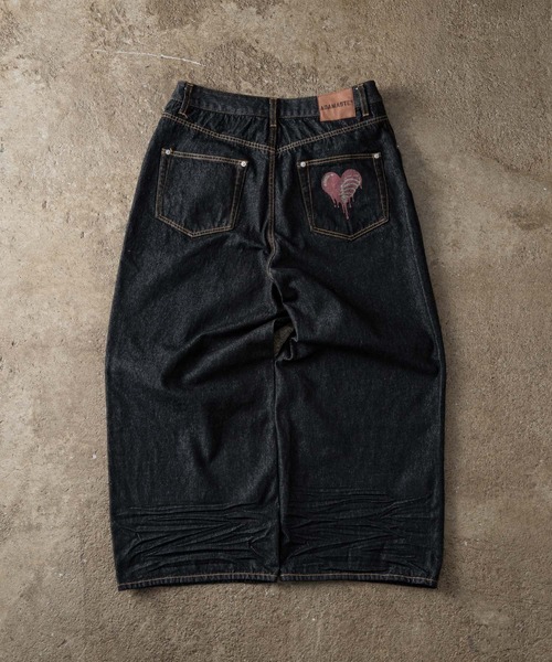 Skeleton Heart Logo Buggy Rigid Denim Pants - スケルトンハートロゴ