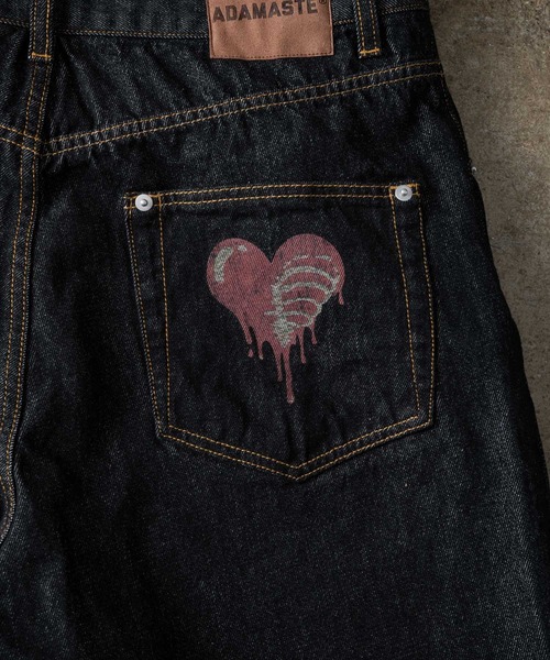 Skeleton Heart Logo Buggy Rigid Denim Pants - スケルトンハートロゴ 