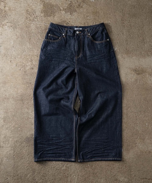 Skeleton Heart Logo Buggy Rigid Denim Pants - スケルトンハートロゴ
