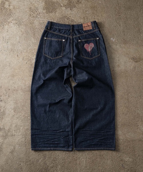 Skeleton Heart Logo Buggy Rigid Denim Pants - スケルトンハートロゴ