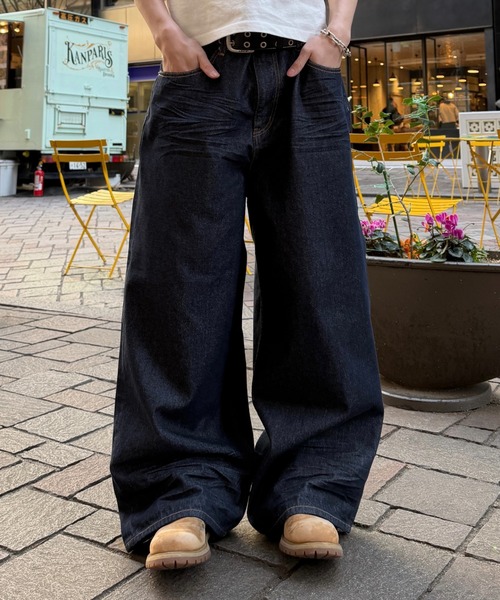 ADAMASTE（アダマスト）の「Skeleton Heart Logo Buggy Rigid  Denim Pants - スケルトンハートロゴバギーリジットデニムパンツ（デニムパンツ・メンズ・ブラック/インディゴブルー・MEDIUM/LARGE）」の14枚目の写真