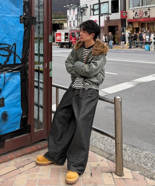 ADAMASTE（アダマスト）の「Skeleton Heart Logo Buggy Rigid  Denim Pants - スケルトンハートロゴバギーリジットデニムパンツ（デニムパンツ・メンズ・ブラック/インディゴブルー・MEDIUM/LARGE）」の11枚目の写真