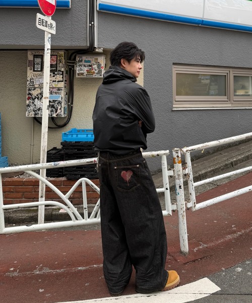 ADAMASTE（アダマスト）の「Skeleton Heart Logo Buggy Rigid  Denim Pants - スケルトンハートロゴバギーリジットデニムパンツ（デニムパンツ・メンズ・ブラック/インディゴブルー・MEDIUM/LARGE）」の12枚目の写真