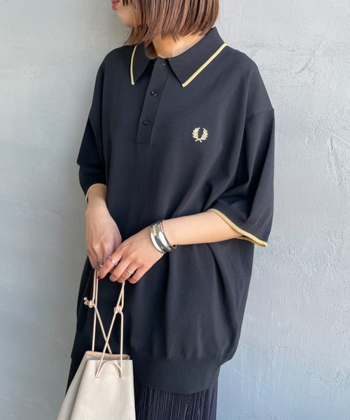 FRED PERRY（フレッドペリー）の「[FRED PERRY/フレッドペリー] 別注 シングルティップライン サマーニットポロシャツ（ポロシャツ・レディース・ブラック/ネイビー/キナリ・XL/L/M/S）」の19枚目の写真