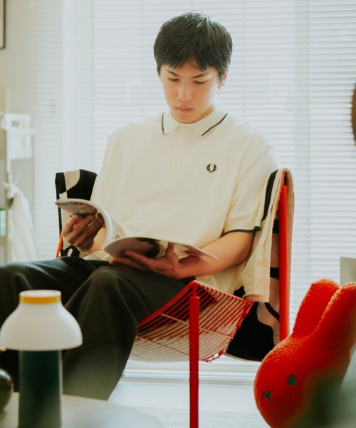 單條紋飾邊夏季針織POLO衫