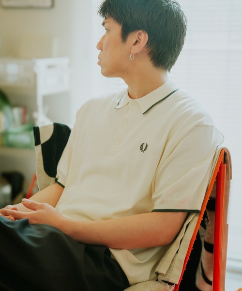 單條紋飾邊夏季針織POLO衫