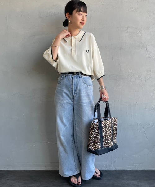 FRED PERRY（フレッドペリー）の「[FRED PERRY/フレッドペリー] 別注 シングルティップライン サマーニットポロシャツ（ポロシャツ・レディース・ブラック/ネイビー/キナリ・XL/L/M/S）」の4枚目の写真