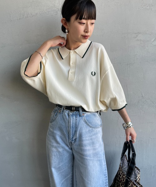 FRED PERRY（フレッドペリー）の「[FRED PERRY/フレッドペリー] 別注 シングルティップライン サマーニットポロシャツ（ポロシャツ・レディース・ブラック/ネイビー/キナリ・XL/L/M/S）」の8枚目の写真