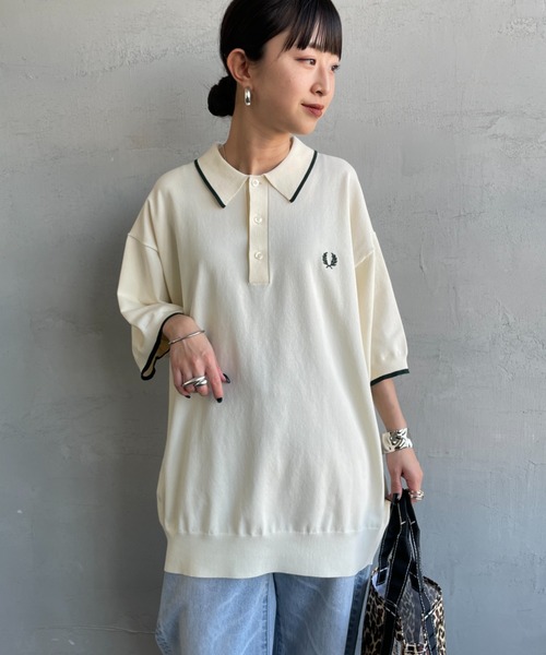 FRED PERRY（フレッドペリー）の「[FRED PERRY/フレッドペリー] 別注 シングルティップライン サマーニットポロシャツ（ポロシャツ・レディース・ブラック/ネイビー/キナリ・XL/L/M/S）」の10枚目の写真