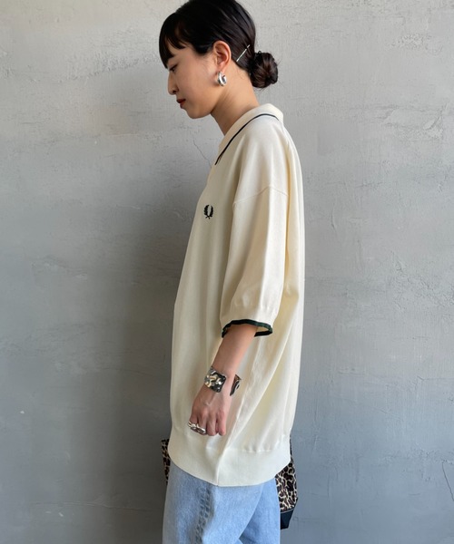FRED PERRY（フレッドペリー）の「[FRED PERRY/フレッドペリー] 別注 シングルティップライン サマーニットポロシャツ（ポロシャツ・レディース・ブラック/ネイビー/キナリ・XL/L/M/S）」の11枚目の写真