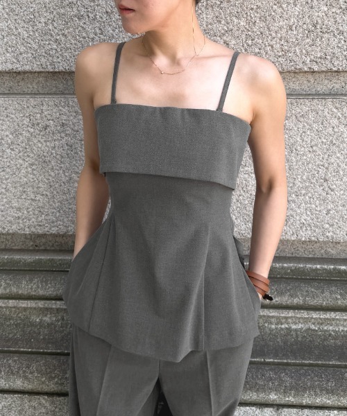 JENNE(ジェンヌ)の「ビスチェ風トップス(防シワ機能性生地)(Tシャツ/カットソー・レディース・グレー/ブラック・SMALL/MEDIUM/LARGE)」の8枚目の写真
