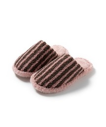 LA VORAGINE（ラ ヴォラジネ）の「温かストライプ柄ファースリッパ（ルームシューズ/スリッパ）」