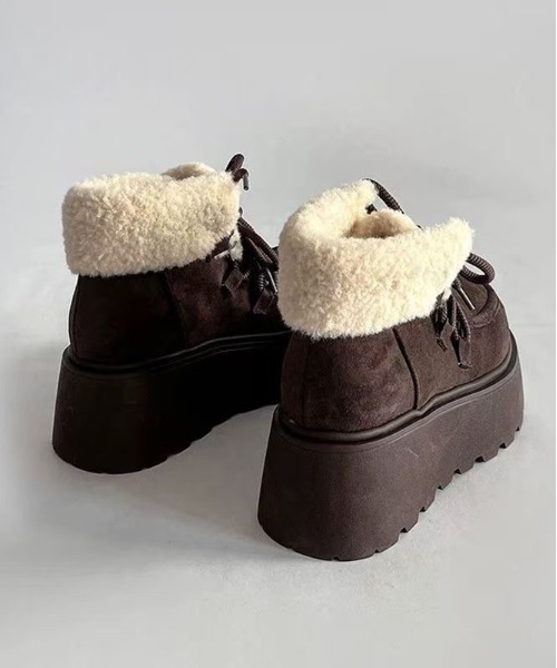 WEGO（ウィゴー）の「WEGO/厚底ムートンボアショートブーツ（その他シューズ・レディース・ダークブラウン/キャメル・LARGE/MEDIUM）」の9枚目の写真