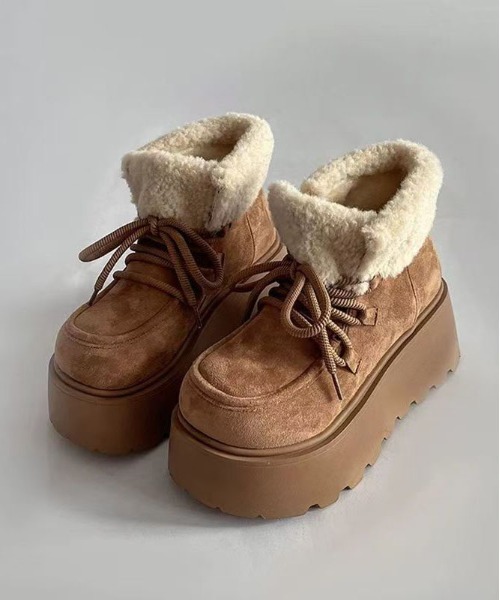 WEGO（ウィゴー）の「WEGO/厚底ムートンボアショートブーツ（その他シューズ・レディース・ダークブラウン/キャメル・LARGE/MEDIUM）」の11枚目の写真