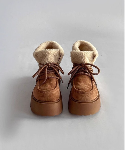 WEGO（ウィゴー）の「WEGO/厚底ムートンボアショートブーツ（その他シューズ・レディース・ダークブラウン/キャメル・LARGE/MEDIUM）」の12枚目の写真