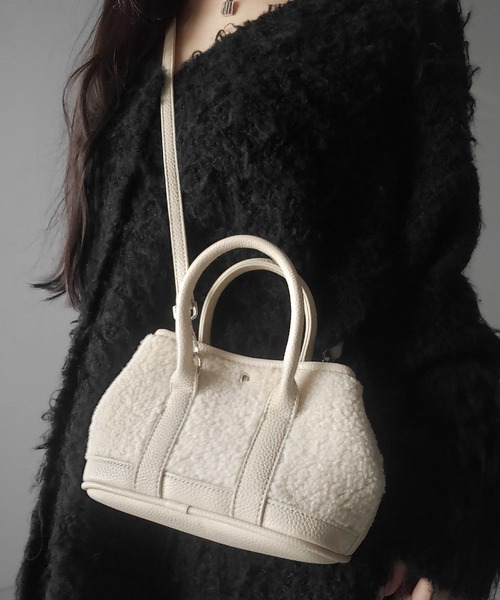 me+em select(ミームセレクト)の「【 ショルダーにできる2WAY 】テディボアミニショルダーバッグ / teddy boa mini shoulder bag(ハンドバッグ・レディース・ブラック/アイボリー・FREE)」の16枚目の写真