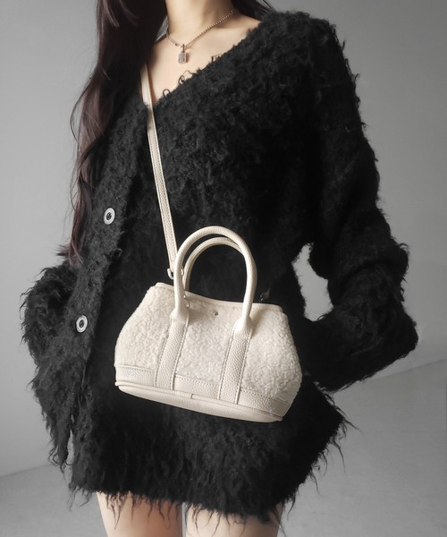 me+em select(ミームセレクト)の「【 ショルダーにできる2WAY 】テディボアミニショルダーバッグ / teddy boa mini shoulder bag(ハンドバッグ・レディース・ブラック/アイボリー・FREE)」の17枚目の写真