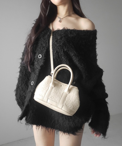 me+em select(ミームセレクト)の「【 ショルダーにできる2WAY 】テディボアミニショルダーバッグ / teddy boa mini shoulder bag(ハンドバッグ・レディース・ブラック/アイボリー・FREE)」の18枚目の写真