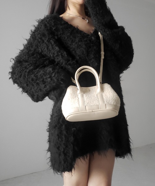 me+em select(ミームセレクト)の「【 ショルダーにできる2WAY 】テディボアミニショルダーバッグ / teddy boa mini shoulder bag(ハンドバッグ・レディース・ブラック/アイボリー・FREE)」の19枚目の写真