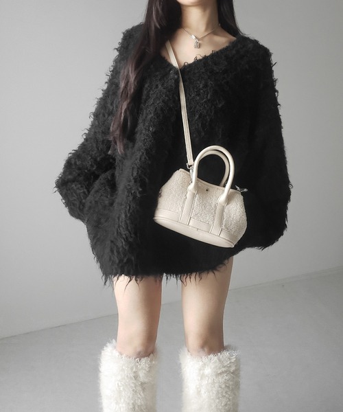 me+em select(ミームセレクト)の「【 ショルダーにできる2WAY 】テディボアミニショルダーバッグ / teddy boa mini shoulder bag(ハンドバッグ・レディース・ブラック/アイボリー・FREE)」の21枚目の写真