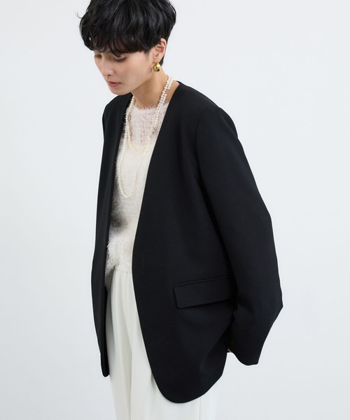 BARNYARDSTORM（バンヤードストーム）の「BARNYARDSTORM / ストレッチノーカラージャケット（ノーカラージャケット・レディース・ベージュ/ブラック・S/M）」の10枚目の写真