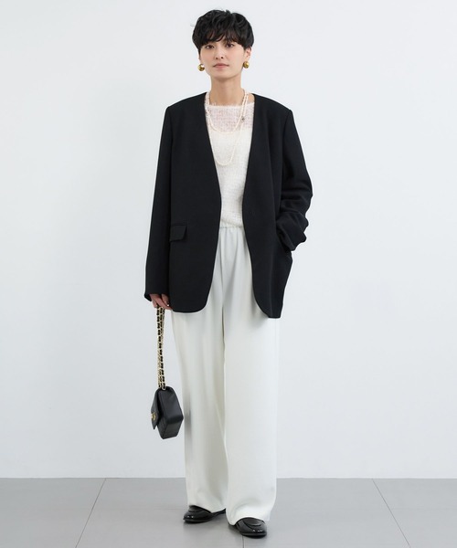 BARNYARDSTORM（バンヤードストーム）の「BARNYARDSTORM / ストレッチノーカラージャケット（ノーカラージャケット・レディース・ベージュ/ブラック・S/M）」の15枚目の写真