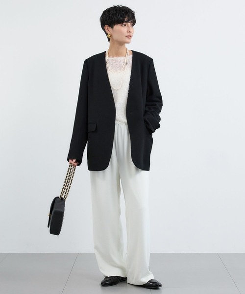 BARNYARDSTORM（バンヤードストーム）の「BARNYARDSTORM / ストレッチノーカラージャケット（ノーカラージャケット・レディース・ベージュ/ブラック・S/M）」の16枚目の写真