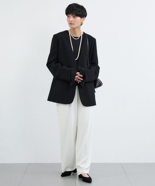 BARNYARDSTORM（バンヤードストーム）の「BARNYARDSTORM / ストレッチノーカラージャケット（ノーカラージャケット・レディース・ベージュ/ブラック・S/M）」の8枚目の写真