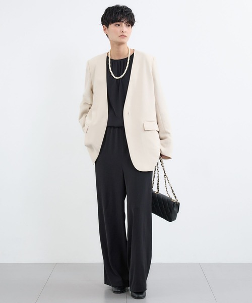 BARNYARDSTORM（バンヤードストーム）の「BARNYARDSTORM / ストレッチノーカラージャケット（ノーカラージャケット・レディース・ベージュ/ブラック・S/M）」の7枚目の写真