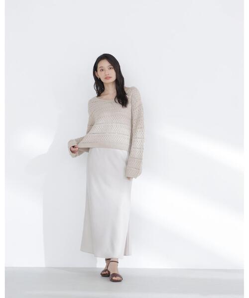 NATURAL BEAUTY BASIC（ナチュラルビューティーベーシック）の「◇バイアスサテンナロースカート（スカート・レディース・オフホワイト/イエロー/ブラウン/ブラック/ホワイト系その他2・MEDIUM/P/S）」の18枚目の写真