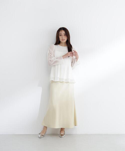 NATURAL BEAUTY BASIC（ナチュラルビューティーベーシック）の「◇バイアスサテンナロースカート（スカート・レディース・オフホワイト/イエロー/ブラウン/ブラック/ホワイト系その他2・MEDIUM/P/S）」の14枚目の写真