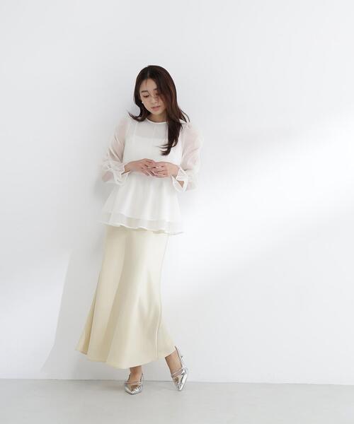 NATURAL BEAUTY BASIC（ナチュラルビューティーベーシック）の「◇バイアスサテンナロースカート（スカート・レディース・オフホワイト/イエロー/ブラウン/ブラック/ホワイト系その他2・MEDIUM/P/S）」の17枚目の写真