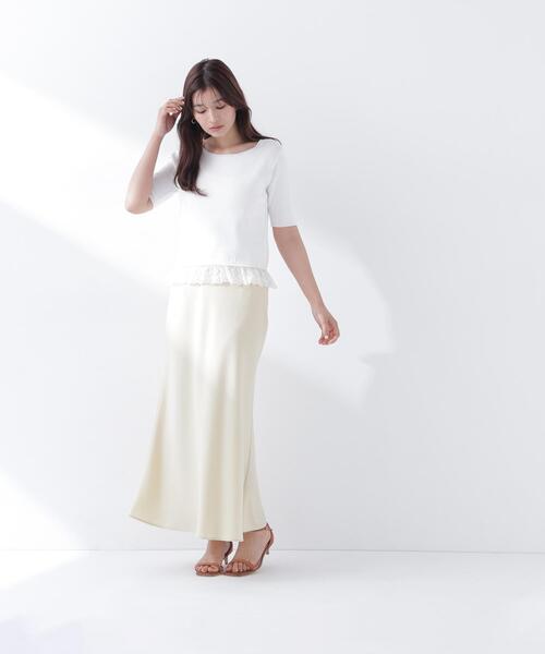 NATURAL BEAUTY BASIC（ナチュラルビューティーベーシック）の「◇バイアスサテンナロースカート（スカート・レディース・オフホワイト/イエロー/ブラウン/ブラック/ホワイト系その他2・MEDIUM/P/S）」の20枚目の写真