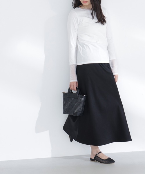 NATURAL BEAUTY BASIC（ナチュラルビューティーベーシック）の「◇バイアスサテンナロースカート（スカート・レディース・オフホワイト/イエロー/ブラウン/ブラック/ホワイト系その他2・MEDIUM/P/S）」の4枚目の写真