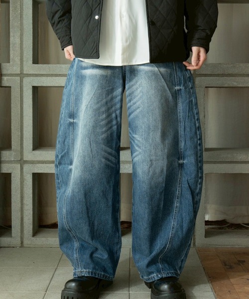 primula（プリムラ）の「ワイドデニムパンツ（デニムパンツ・メンズ・ブラック/ブルー/インディゴブルー・XL/L/M）」の4枚目の写真