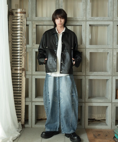 primula（プリムラ）の「ワイドデニムパンツ（デニムパンツ・メンズ・ブラック/ブルー/インディゴブルー・XL/L/M）」の5枚目の写真