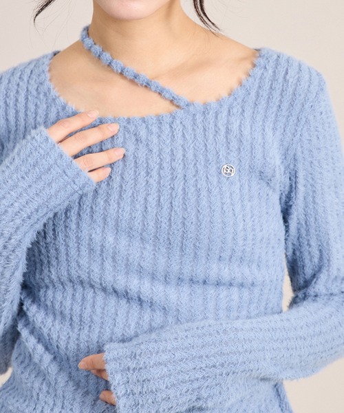 apres jour mignon(アプレジュールミニョン)の「デザインふわふわトップス(ニット/セーター・レディース・ブラック/ブルー/オフホワイト・LARGE/フリー)」の6枚目の写真