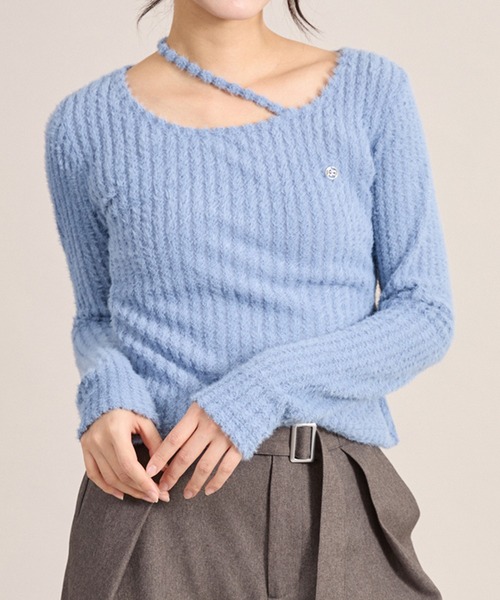 apres jour mignon(アプレジュールミニョン)の「デザインふわふわトップス(ニット/セーター・レディース・ブラック/ブルー/オフホワイト・LARGE/フリー)」の16枚目の写真