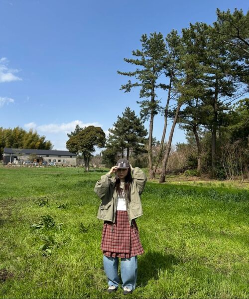OAFISH（オアフィッシュ）の「LAYERED CHECK PLEATS WRAP SKIRT, RED（スカート・レディース・その他・ONE SIZE）」の4枚目の写真