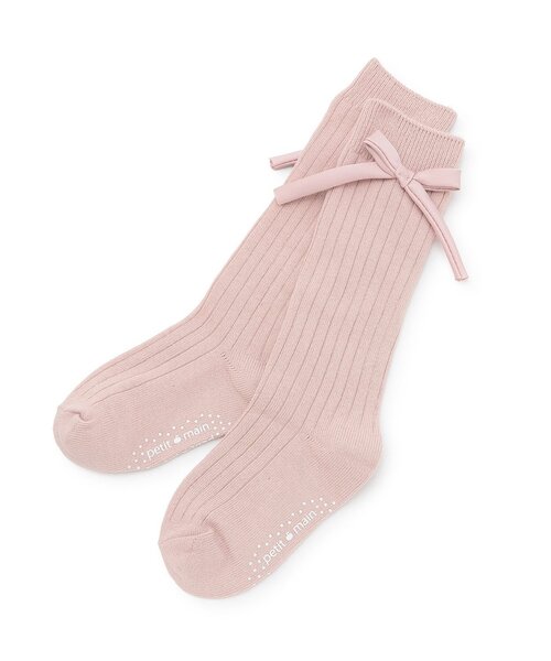 petit main（プティマイン）の「リボンハイソックス（ソックス/靴下・キッズ・ライトピンク/オフホワイト/グレー・SS/S/M/L）」の3枚目の写真